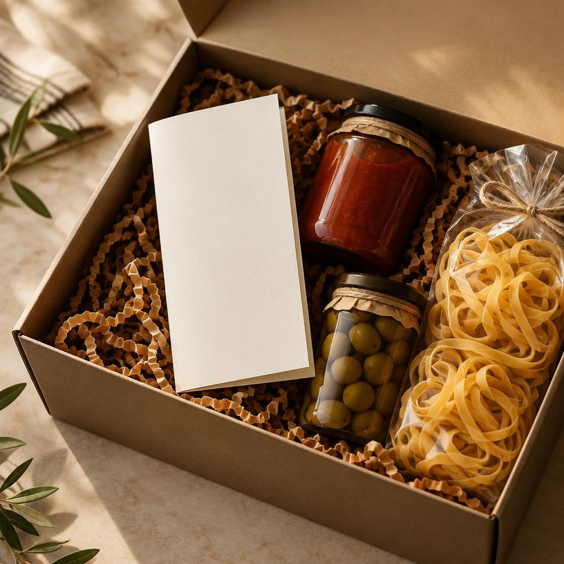 Brochure inserita in una confezione regalo